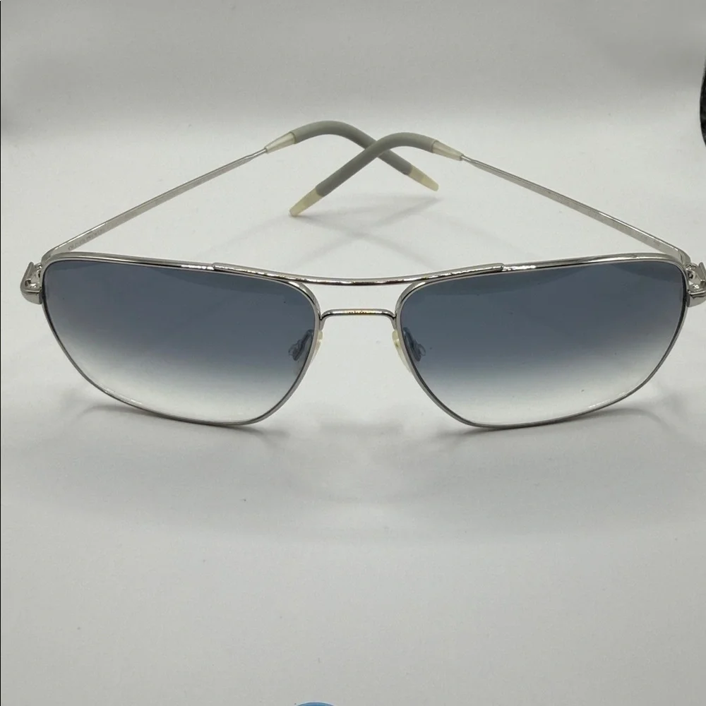 Oliver Peoples Silver and Blue Aviator Sunglasses - Picture 2 of 8